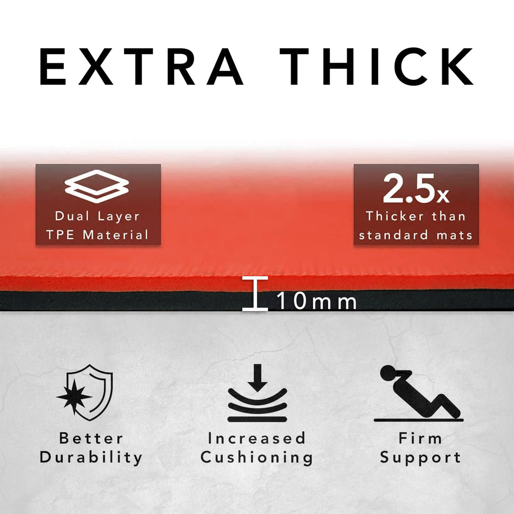 Extra Wide TPE Exercise Mat - 10mm Thick Non-Slip Yoga Mat