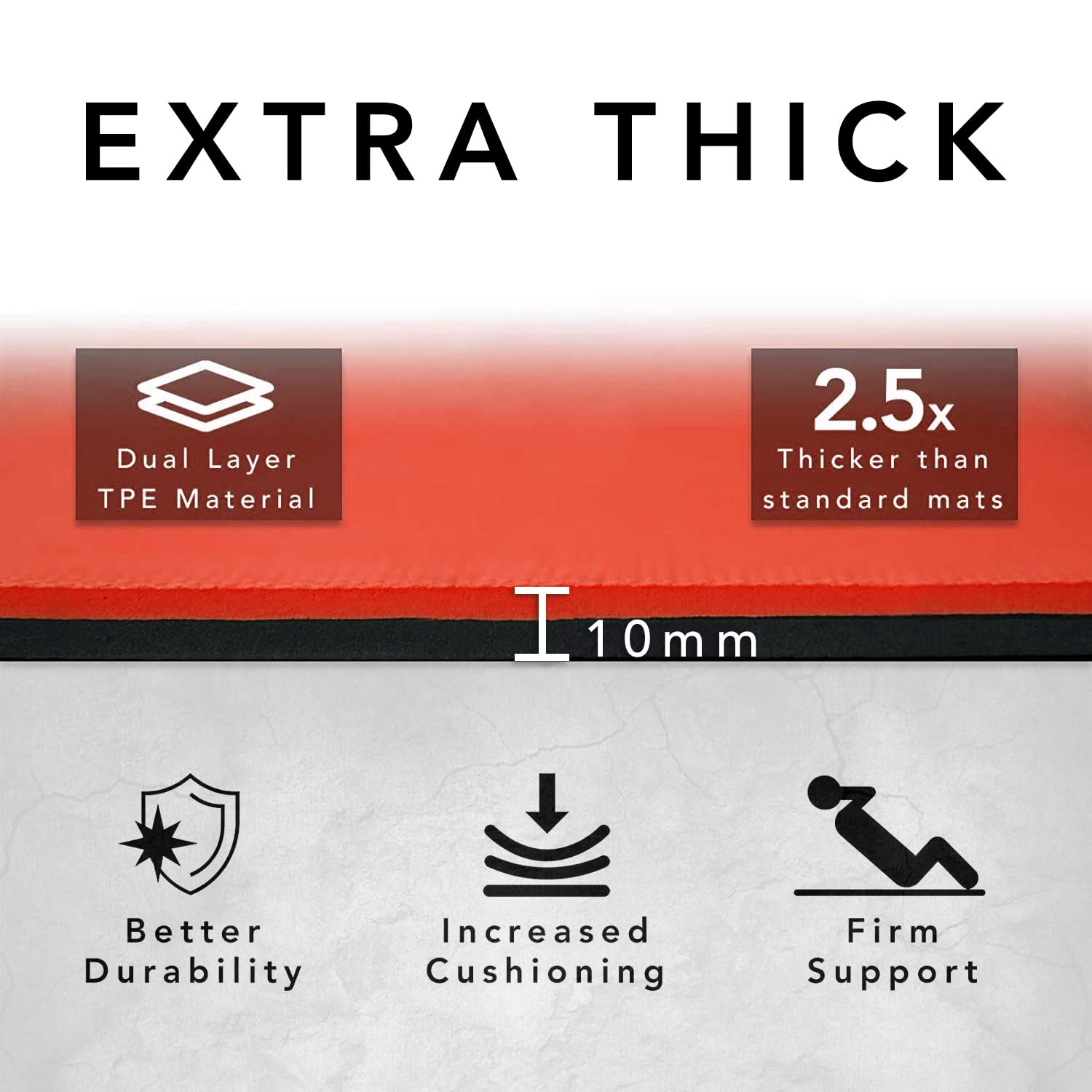 Extra Wide TPE Exercise Mat - 10mm Thick Non-Slip Yoga Mat