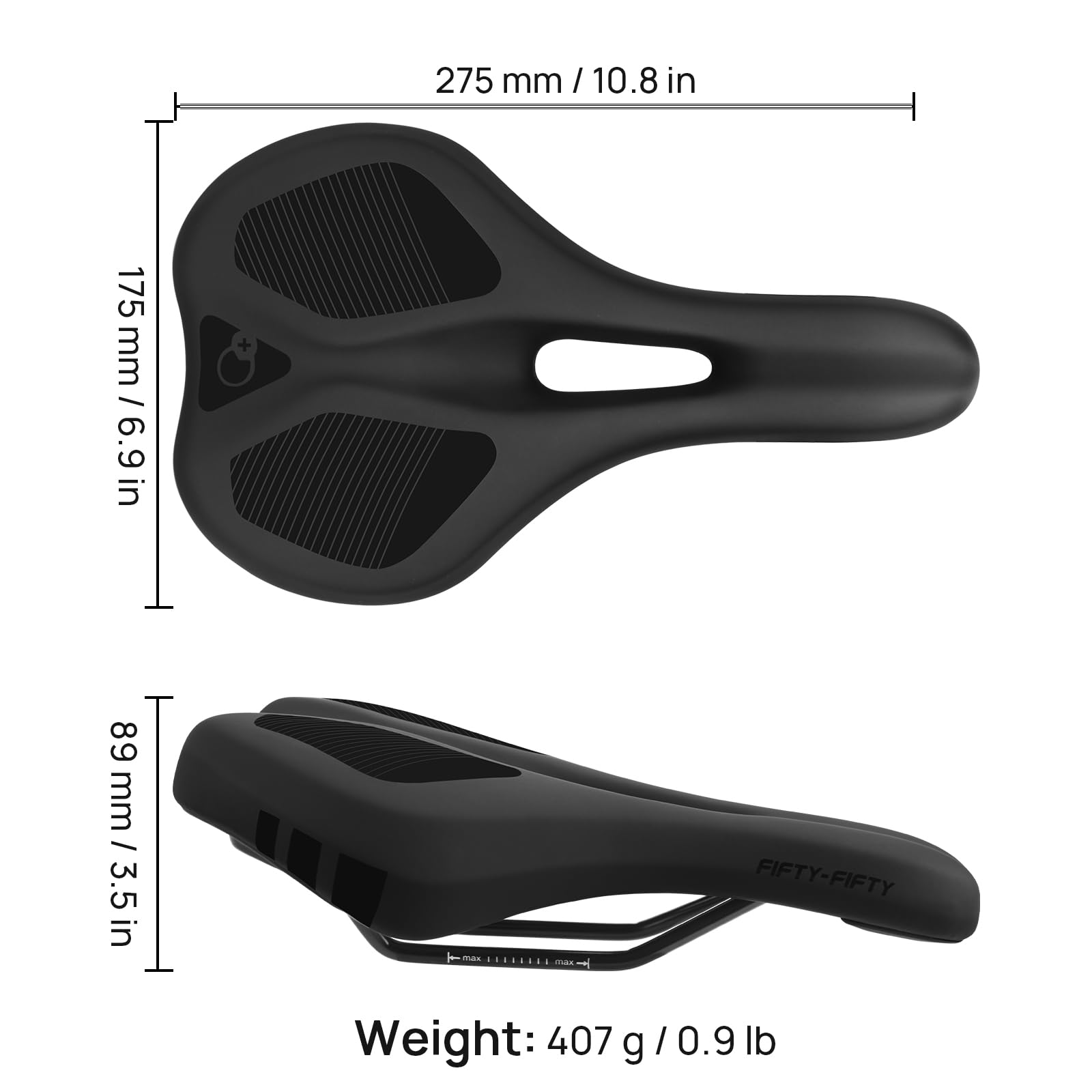 FIFTY-FIFTY Mountain Bike Saddle | Memory Foam Waterproof Bicycle Seat