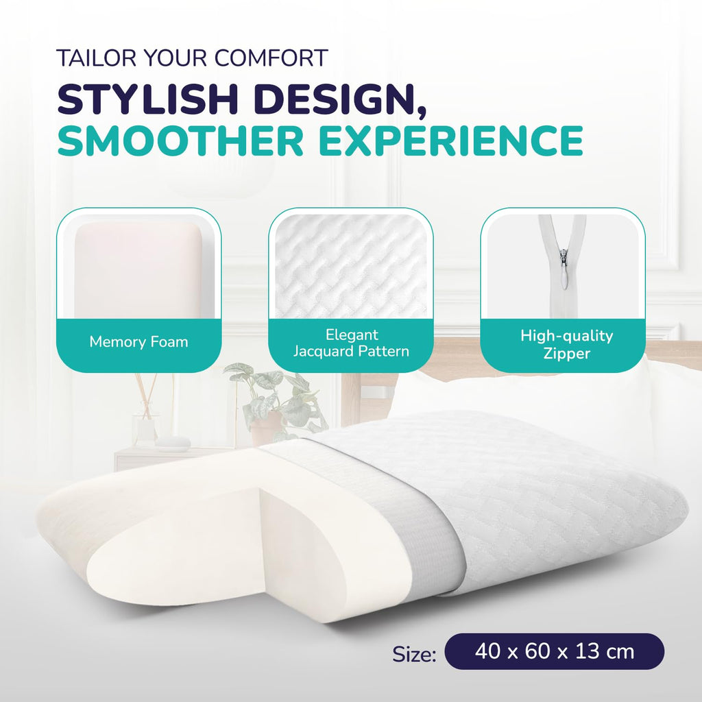 ZenPur Memory Foam Orthopedic Pillow 2-Pack | Soft Bamboo Neck Support