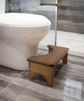 RayLove Bamboo Toilet Stool – 6.5 Inch Non-Slip Bathroom Poop Stool, Tan
