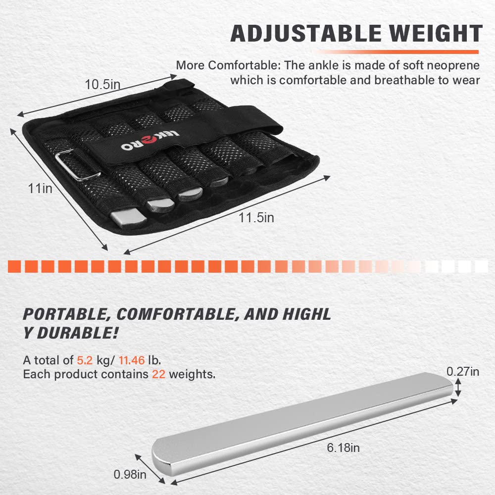 Adjustable Ankle and Wrist Weights - 11 LBS Pair for Fitness