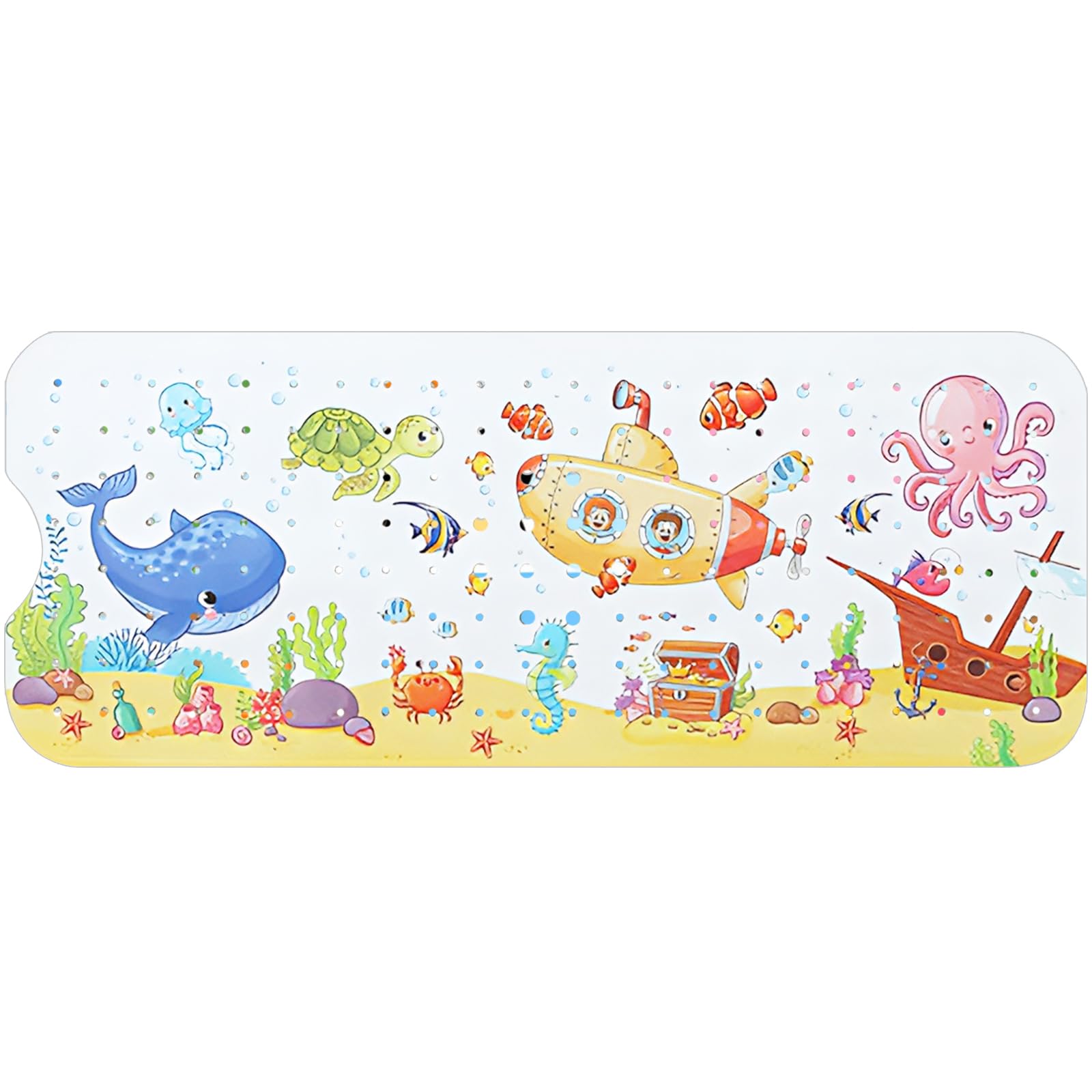 HESUSLA Non-Slip PVC Bath Mat – 100x40cm Floral Anti-Mould Bathtub Pad