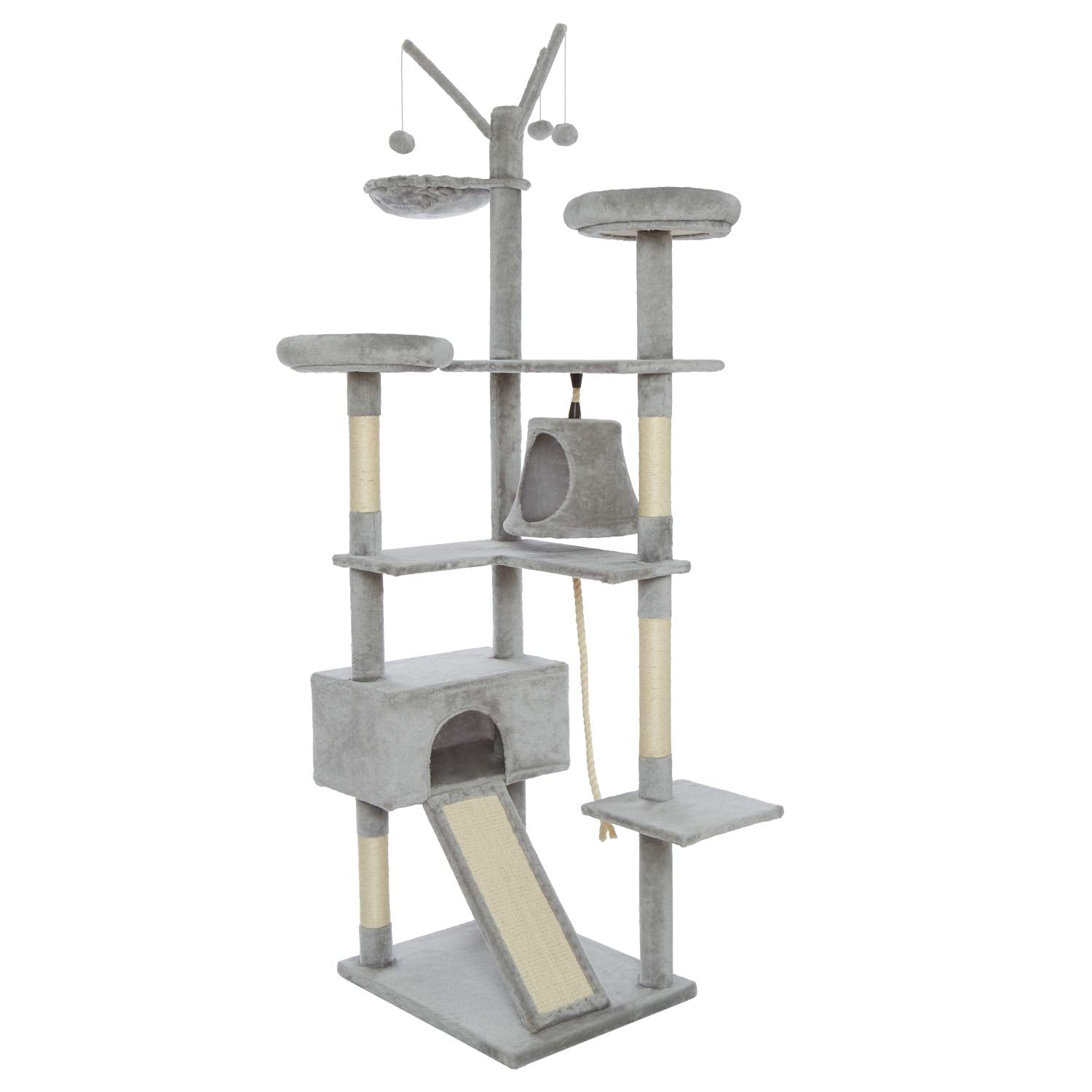 Meerveil 210cm Cat Tree Tower | Multi-Level Indoor Climbing Post with Condos