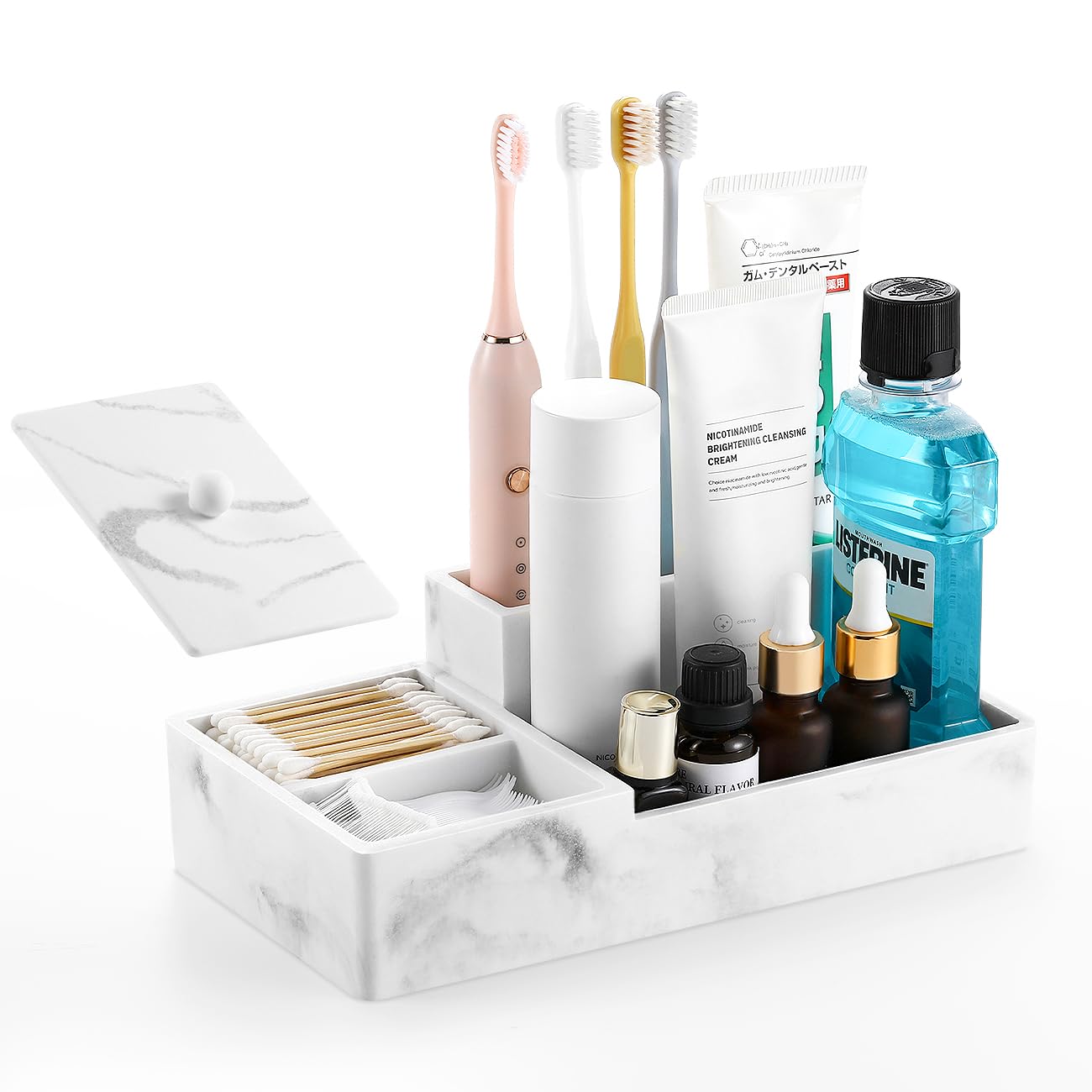 Luxspire Resin Toothbrush Holder | 6-Slot Bathroom Countertop Organizer