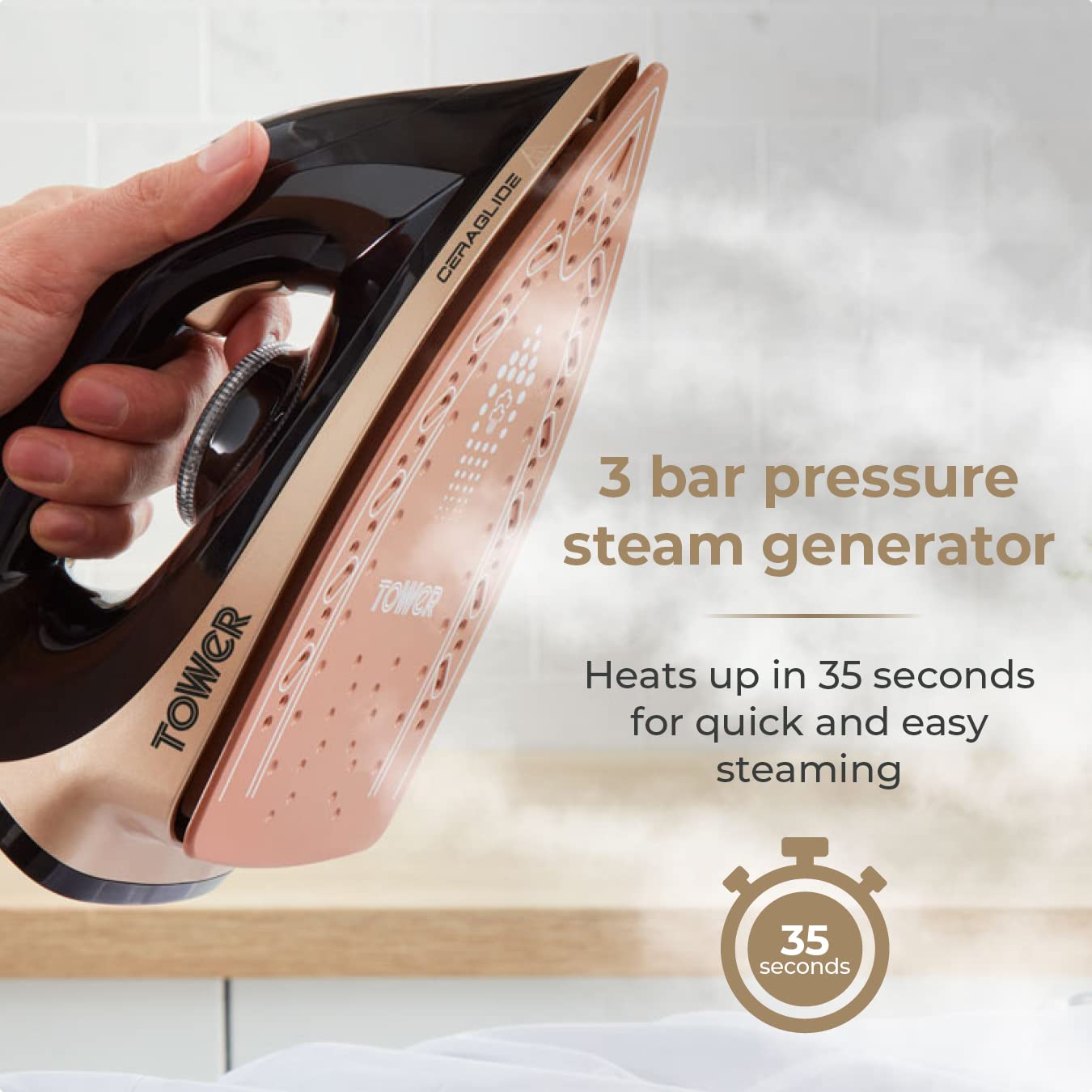 Tower Ceraglide Steam Generator Iron | 2700W | 1.2L | Gold & Black