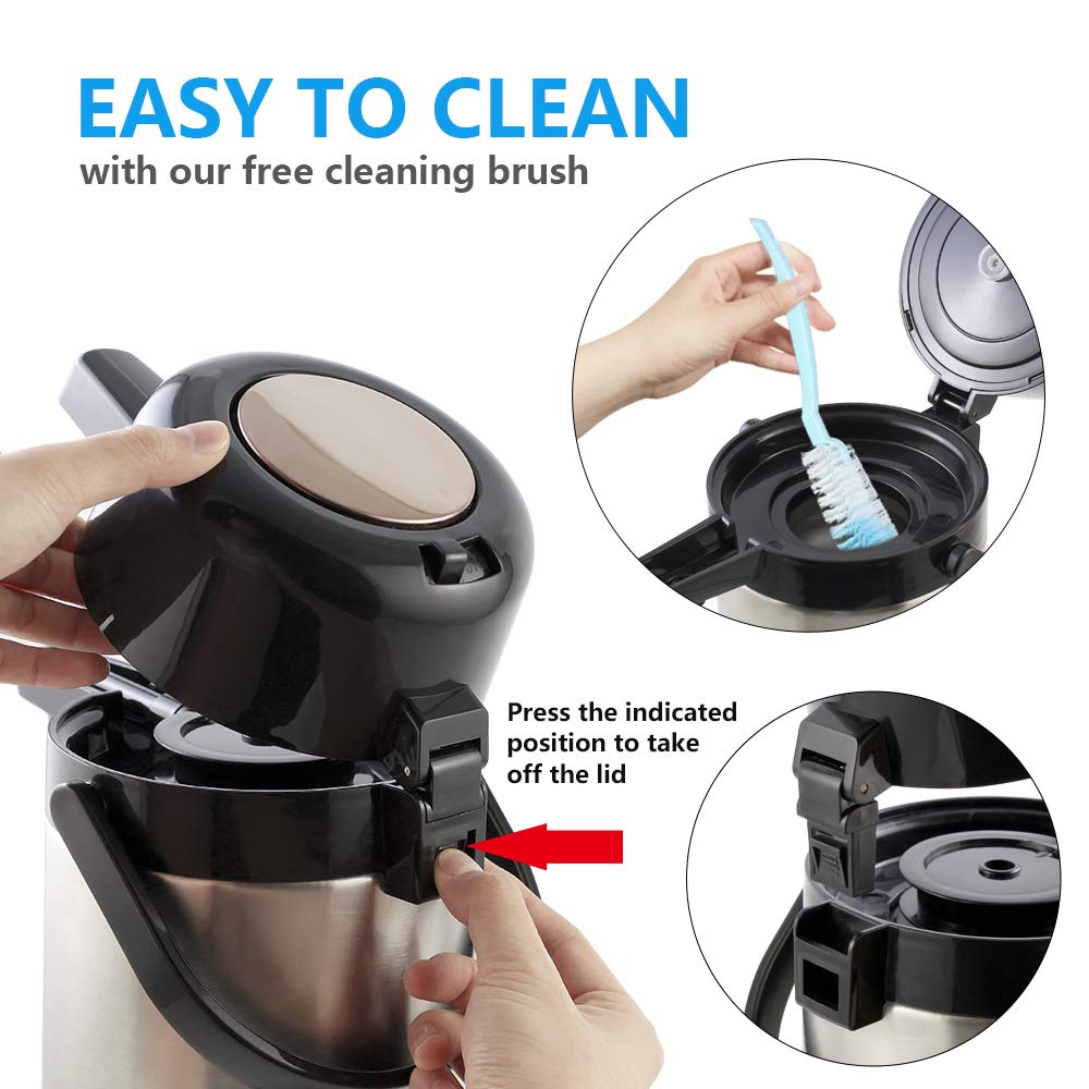 TOMAKEIT 2.5L Thermal Coffee Airpot – Glass Lined Vacuum Carafe