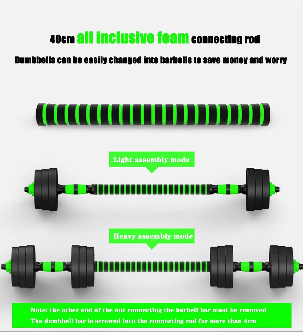 BCBIG Adjustable Dumbbell and Barbell Set - 10kg Green Strength Training