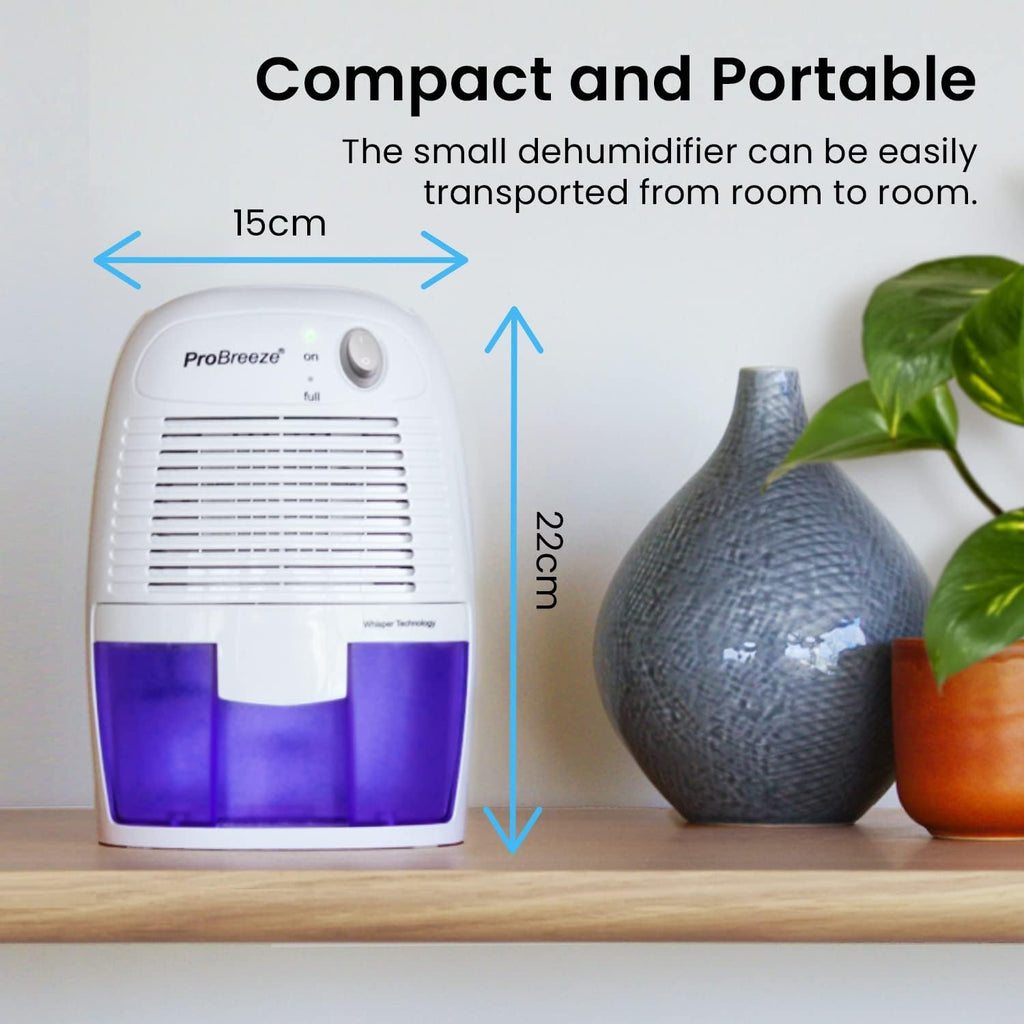 Pro Breeze Mini Dehumidifier | 500ml Tank | Ultra-Quiet Peltier Technology