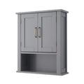 Teamson Home Mercer Grey Wooden Bathroom Wall Cabinet with Open Shelf