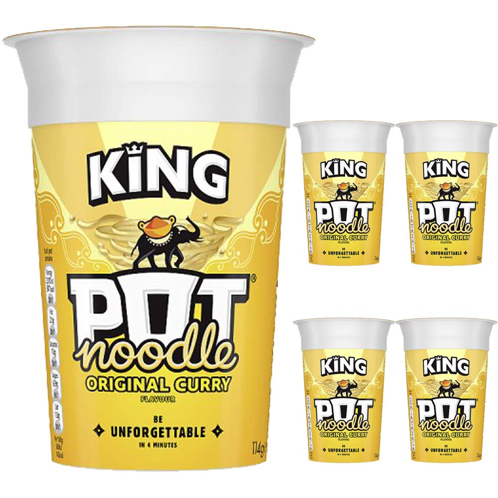 Pot Noodle King Size Original Curry Vegetarian Snack - 5 x 114g