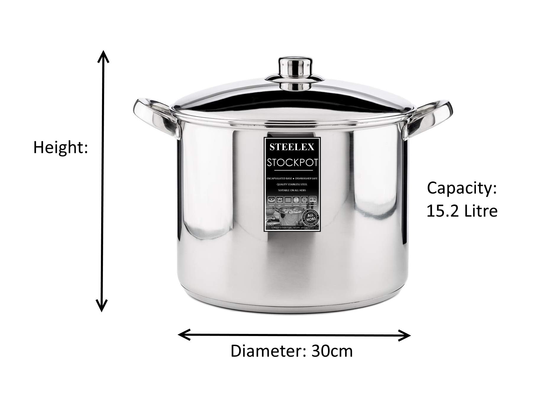 Steelex Stainless Steel Induction Stock Pot with Lid | Mirror Polished Finish