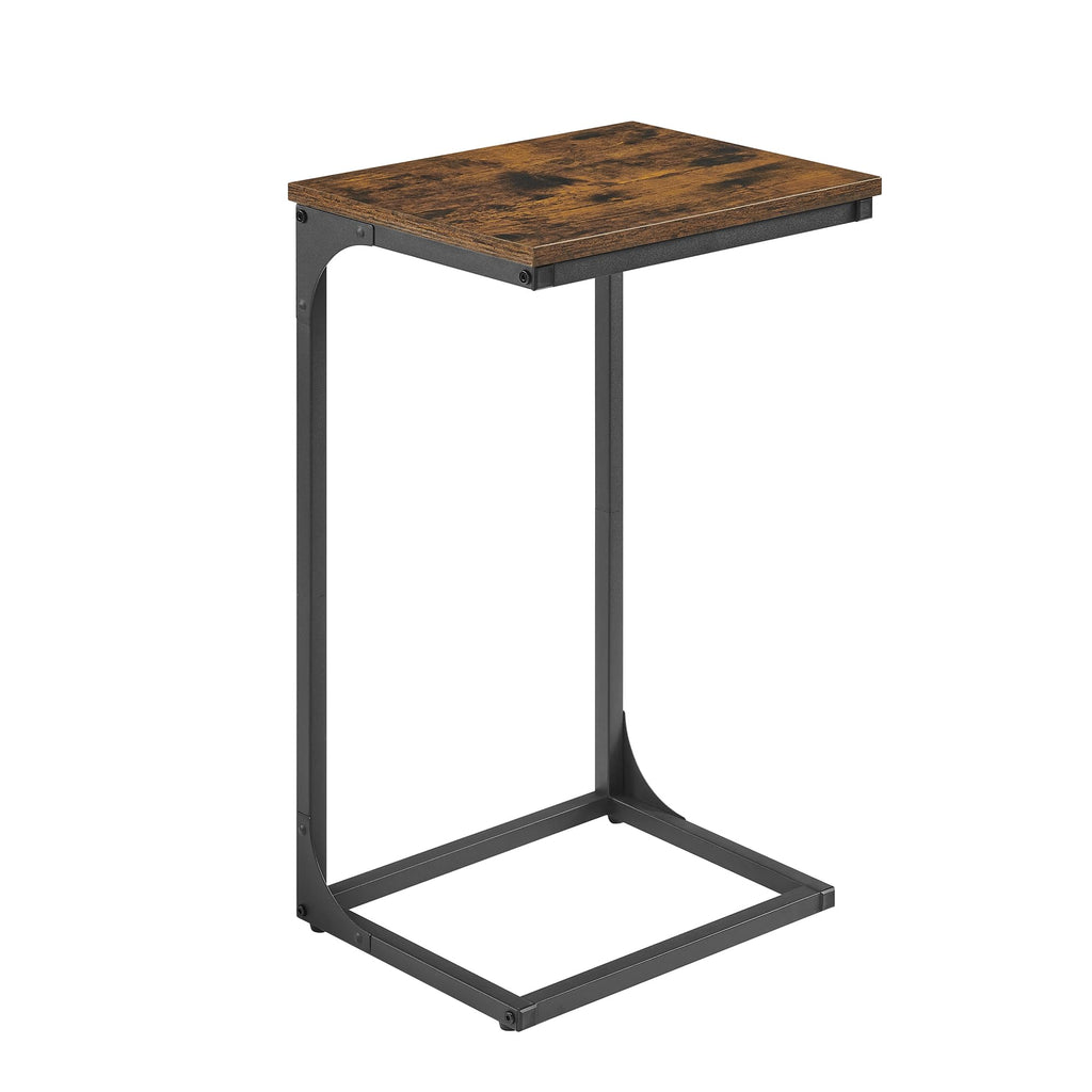 VASAGLE C-Shaped Side Table – Industrial Metal Laptop Desk, Rustic Brown
