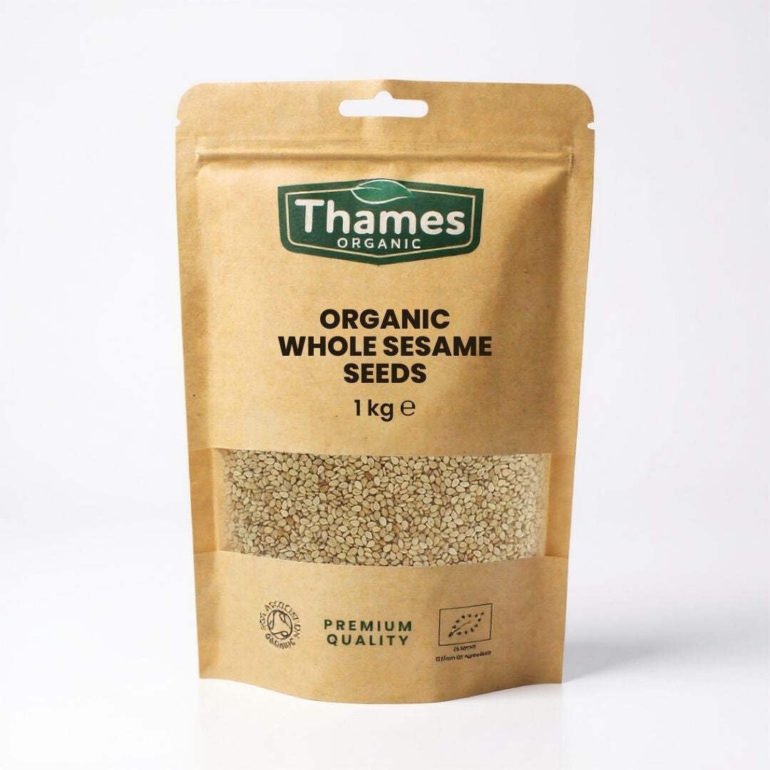 Thames Organic Whole Sesame Seeds – Non-GMO & Vegan – 1kg Resealable Bag