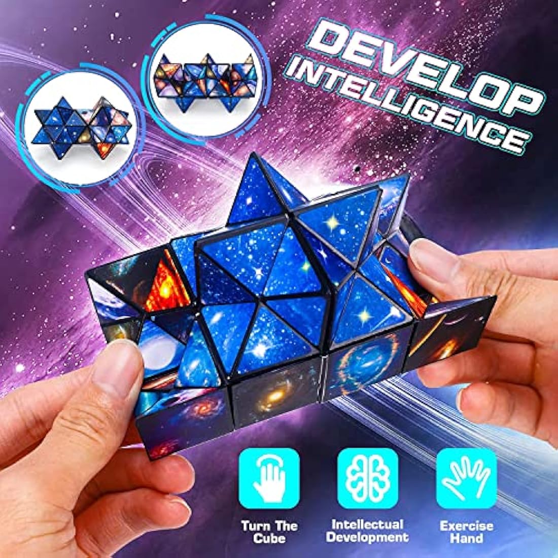Jolof Store Infinity Cube Fidget Toy – 2-in-1 Galaxy Space Sensory Puzzle