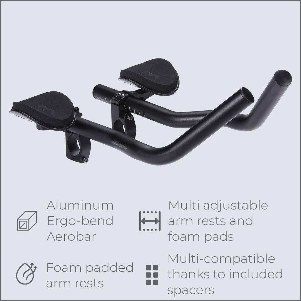 BBB Cycling AeroBase Aluminium Tri Bars – Ergo-Bend Aerobars for Road Bikes