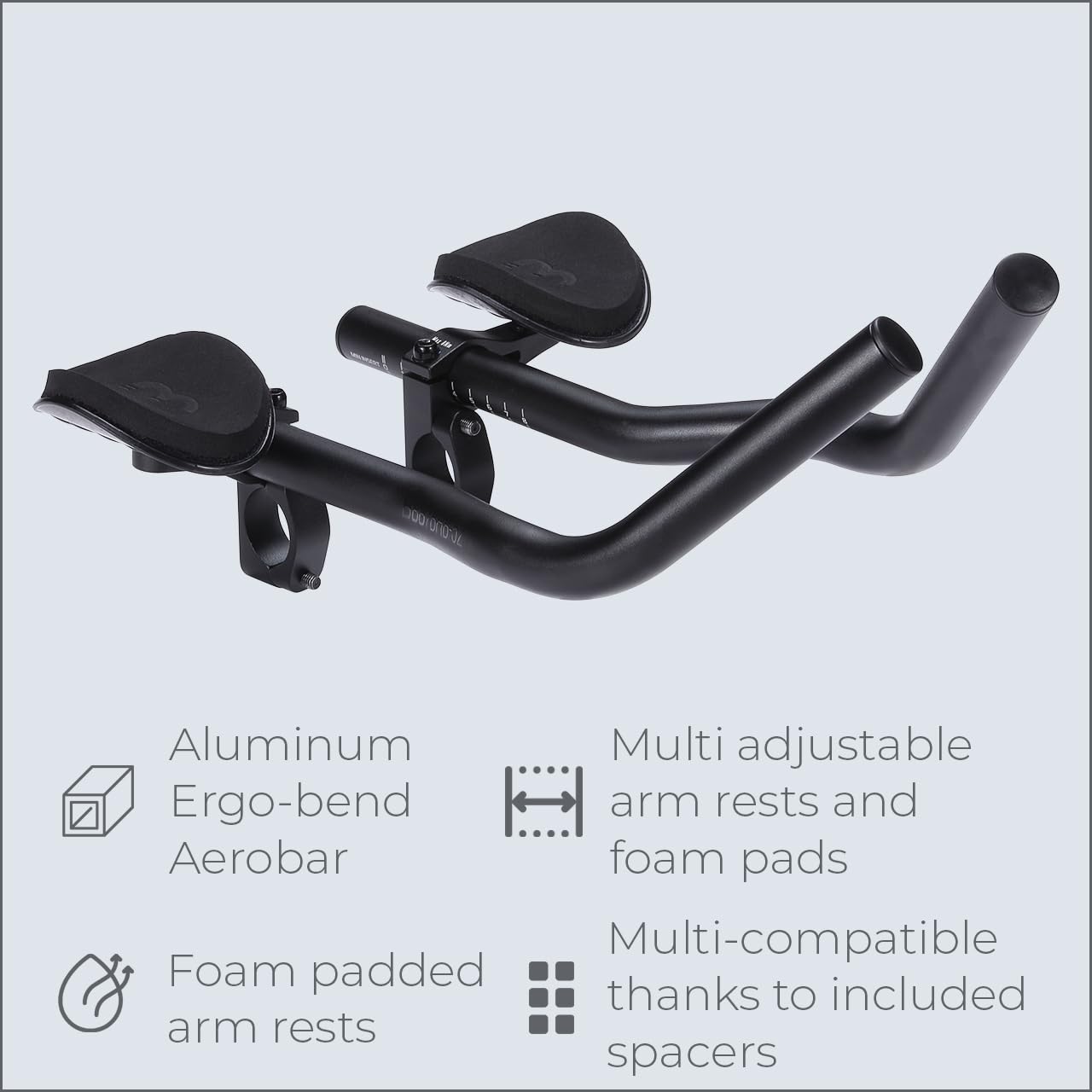 BBB Cycling AeroBase Aluminium Tri Bars – Ergo-Bend Aerobars for Road Bikes