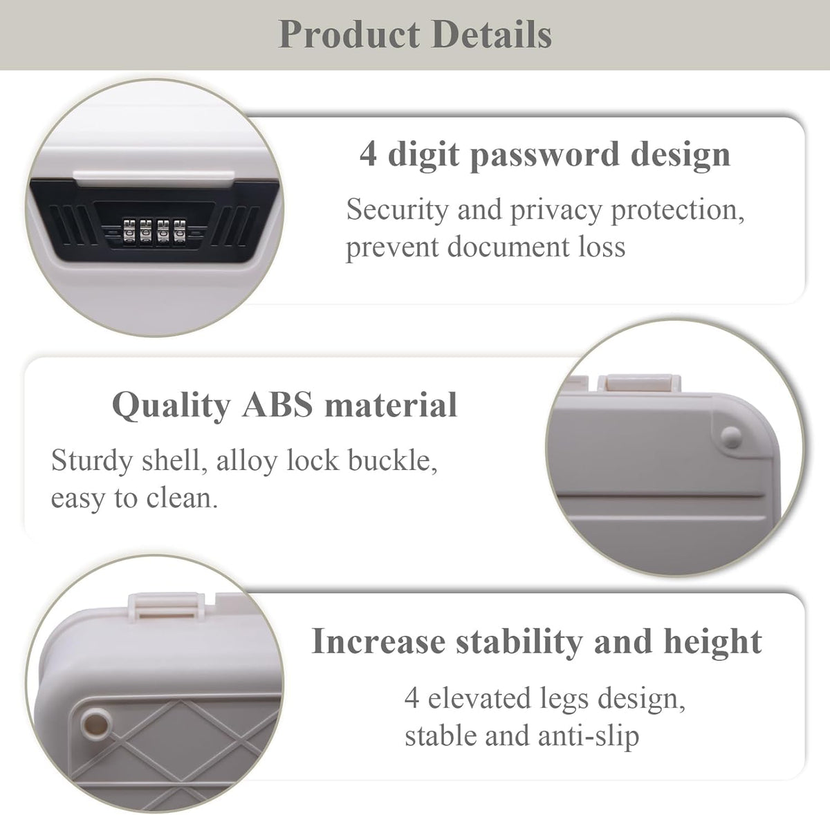 ABS Medicine Lock Box with Combination Code - Childproof Storage Organiser for Medicine, Snacks, Documents, Jewelry, Sewing, Portable