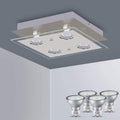 Allesgute 4-Way Flush Ceiling Light | Chrome Square Spotlight 6000K