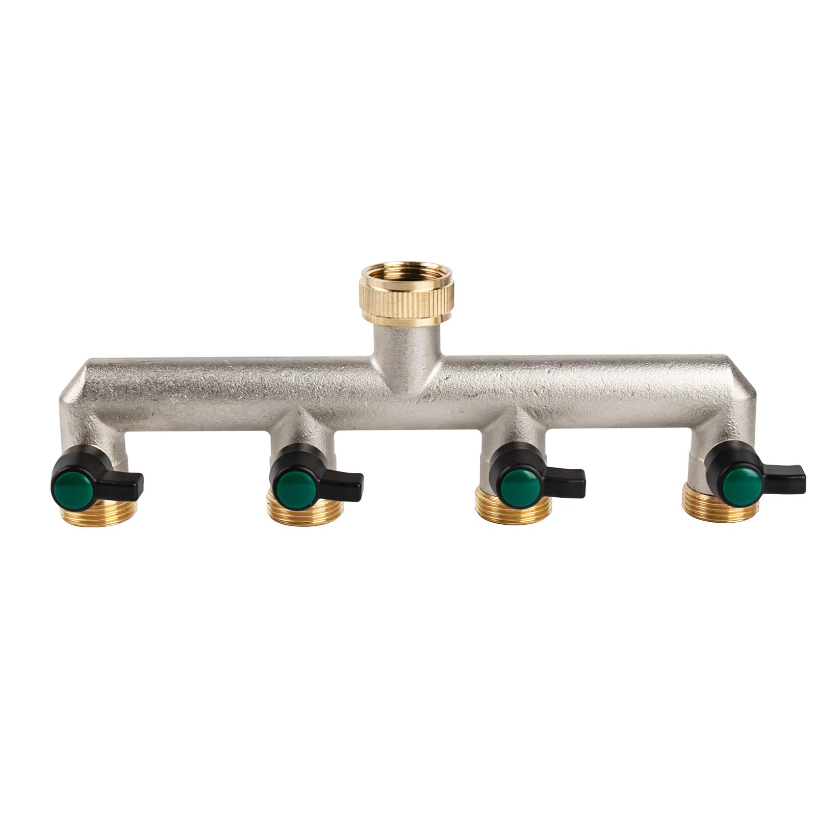 Tesmotor 4-Way Brass Garden Hose Tap Splitter | 3/4 Inch Heavy-Duty Valve