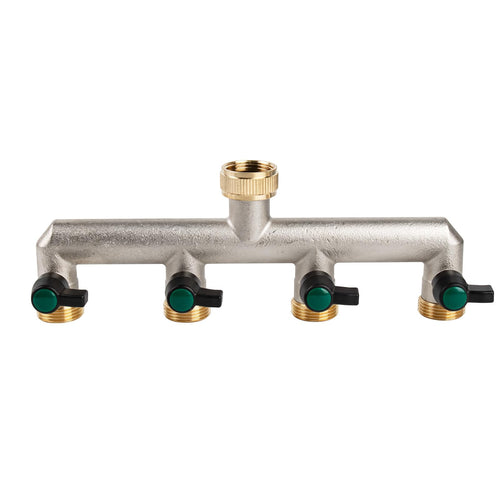 Tesmotor 4-Way Brass Garden Hose Tap Splitter | 3/4 Inch Heavy-Duty Valve