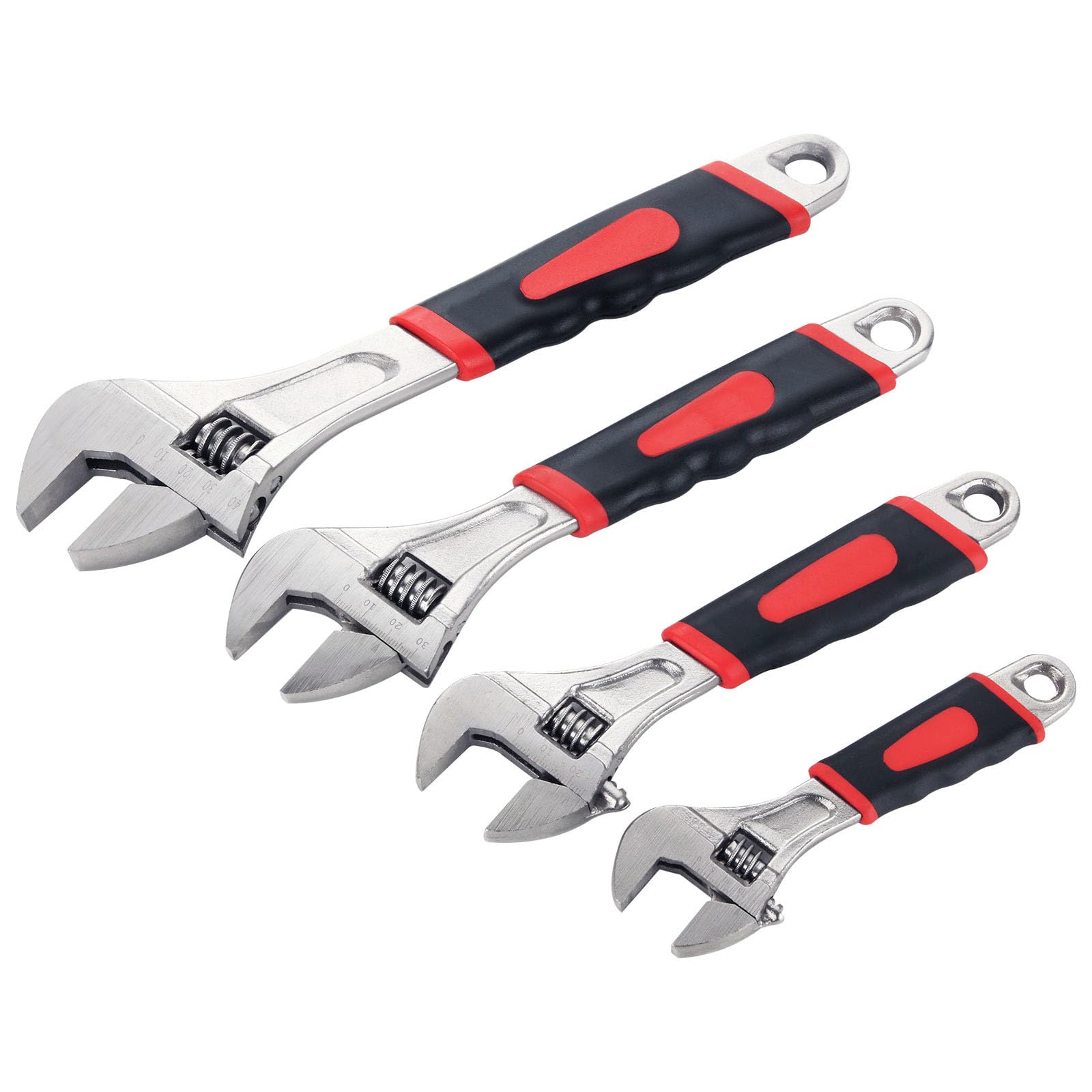 MUXHEL 4-Piece Adjustable Wrench Set | Carbon Steel Spanners with Soft Grip