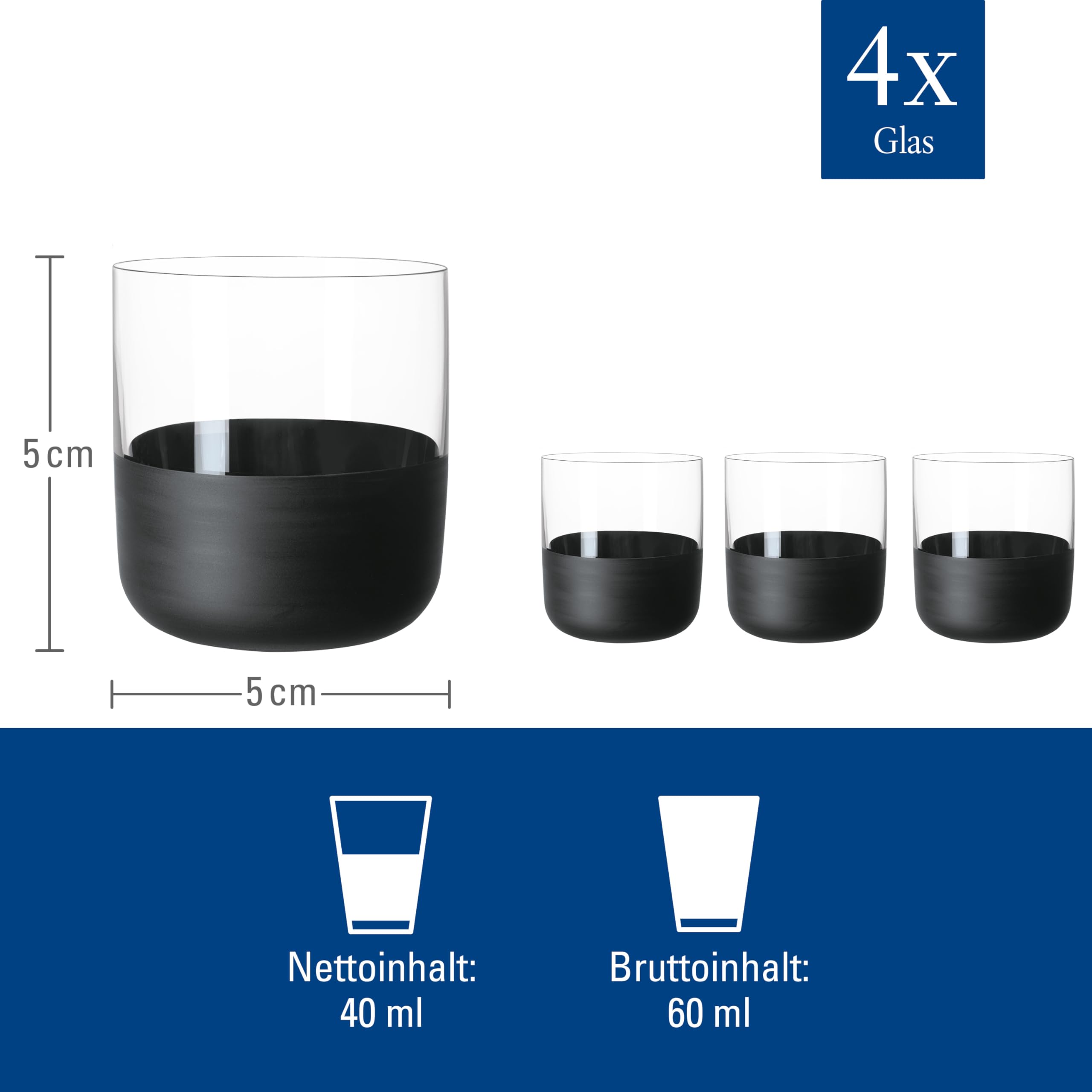 Villeroy & Boch Manufacture Rock Shot Glass Set - 4pc Crystal Glass