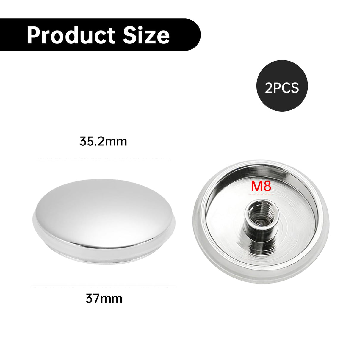 36mm 2-Pack Sink Push Button Drain Stopper, Click Clack Pop Up Waste Cover Plug Replacement for Kitchen, Bathroom & Vanity Basins - image 2