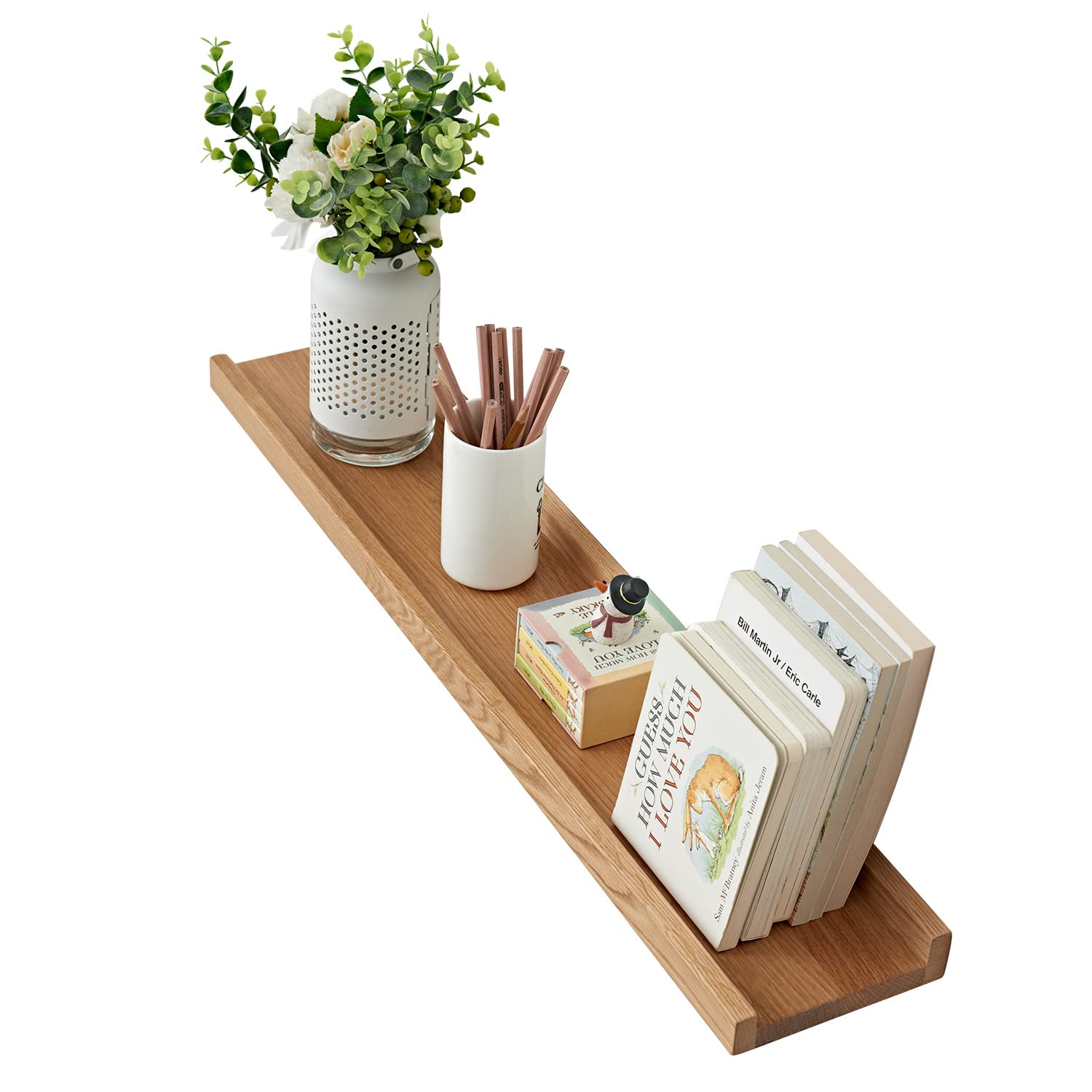 Oakerland 32-Inch Solid Oak Floating Shelves | Wooden Picture Ledge Wall Shelf