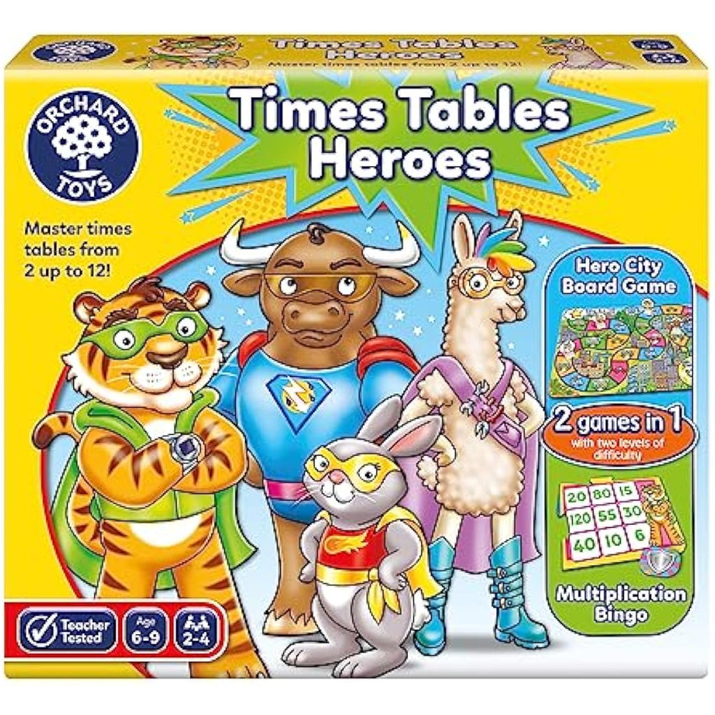 Orchard Toys Times Tables Heroes – 2-in-1 Maths Games for Kids Ages 6-9