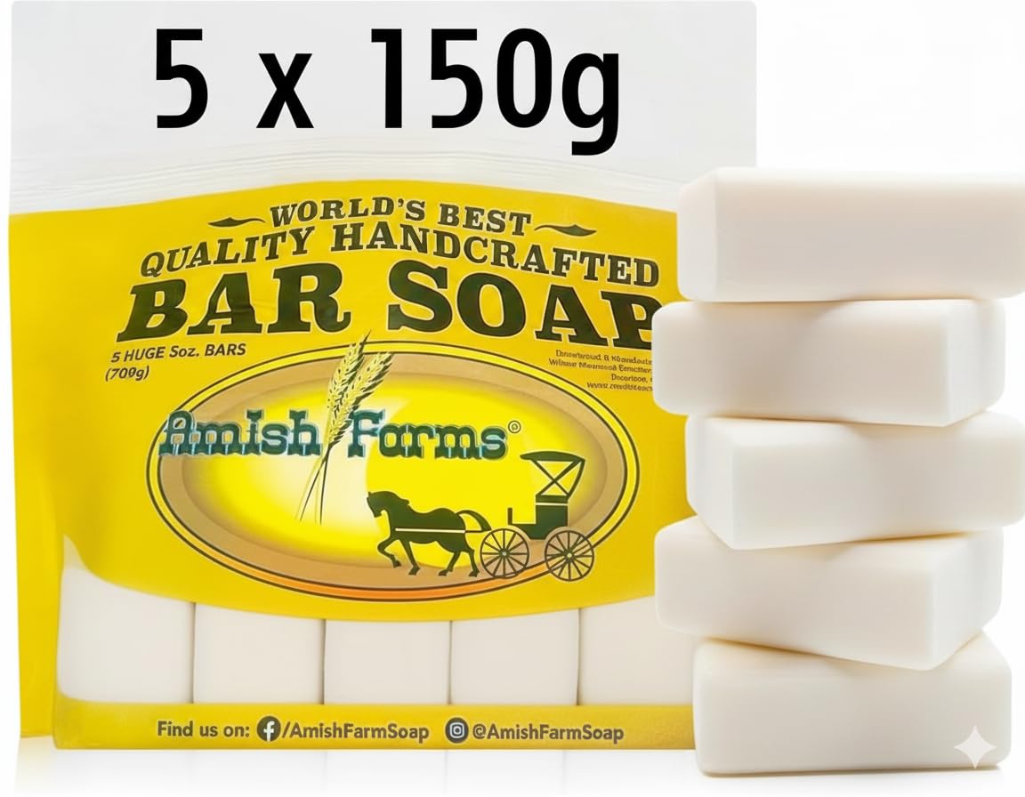 Amish Farms Unscented Natural Bar Soap - Sensitive Skin Multipack (5 Bars)