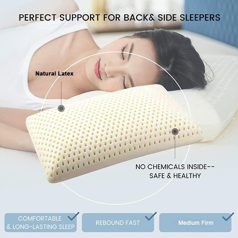 Talatex 100% Natural Latex Pillow – Firm Support Queen for Neck Pain
