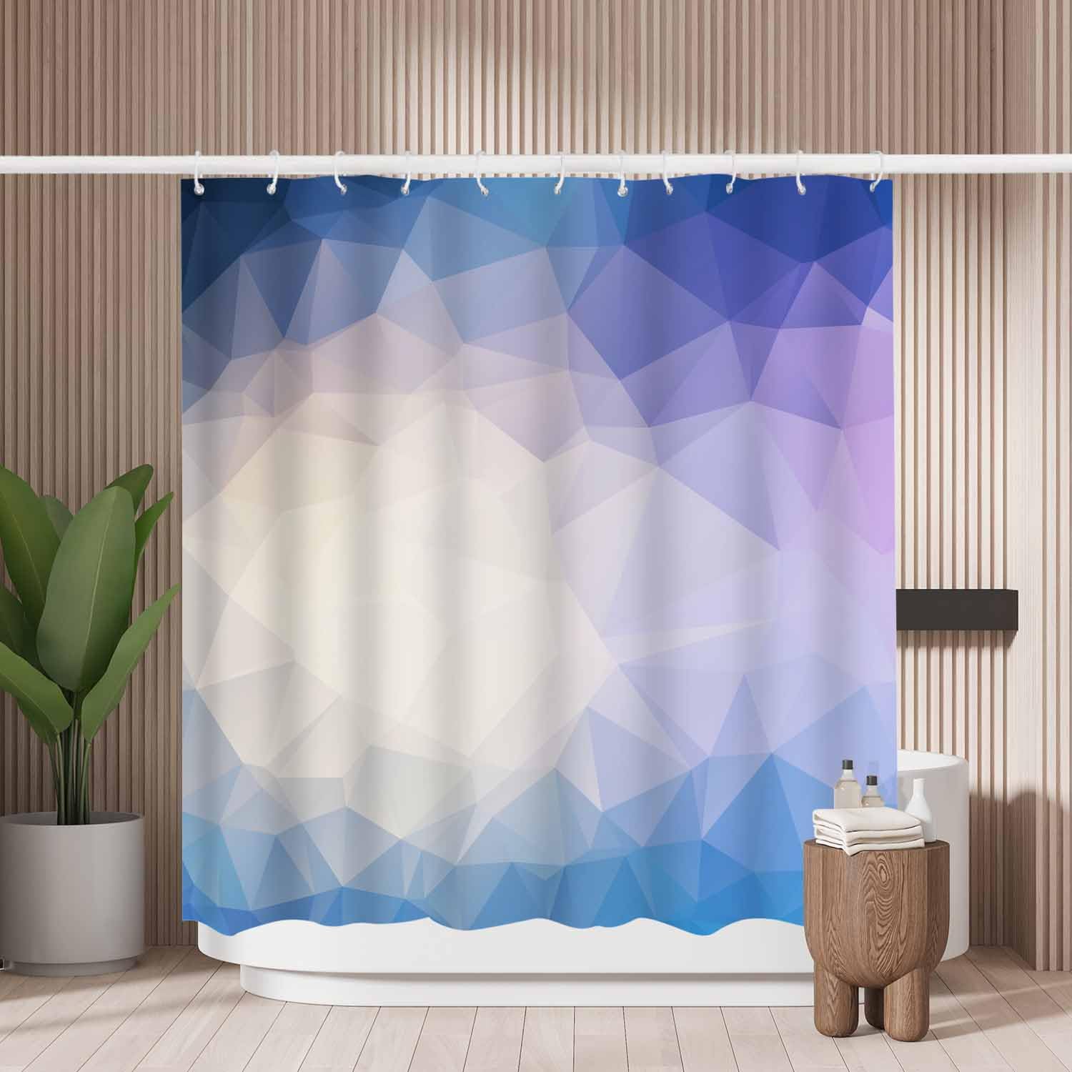Woutay Abstract Purple Polygon Shower Curtain – Mold Resistant Polyester