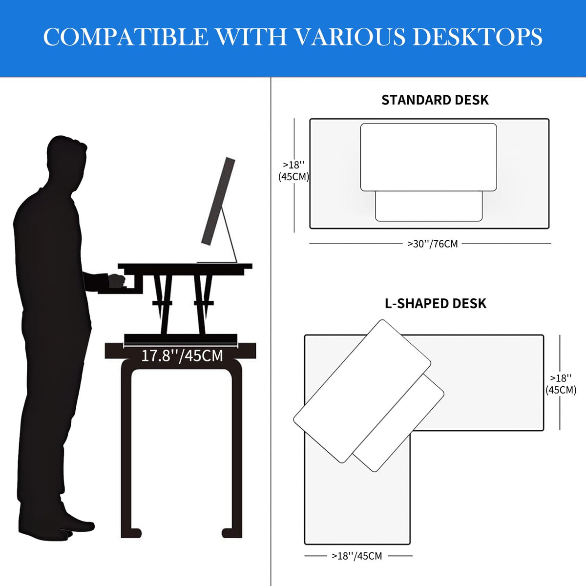 ERGOMAKER Height Adjustable Standing Desk Converter 101cm40 Inch, Black - image 5