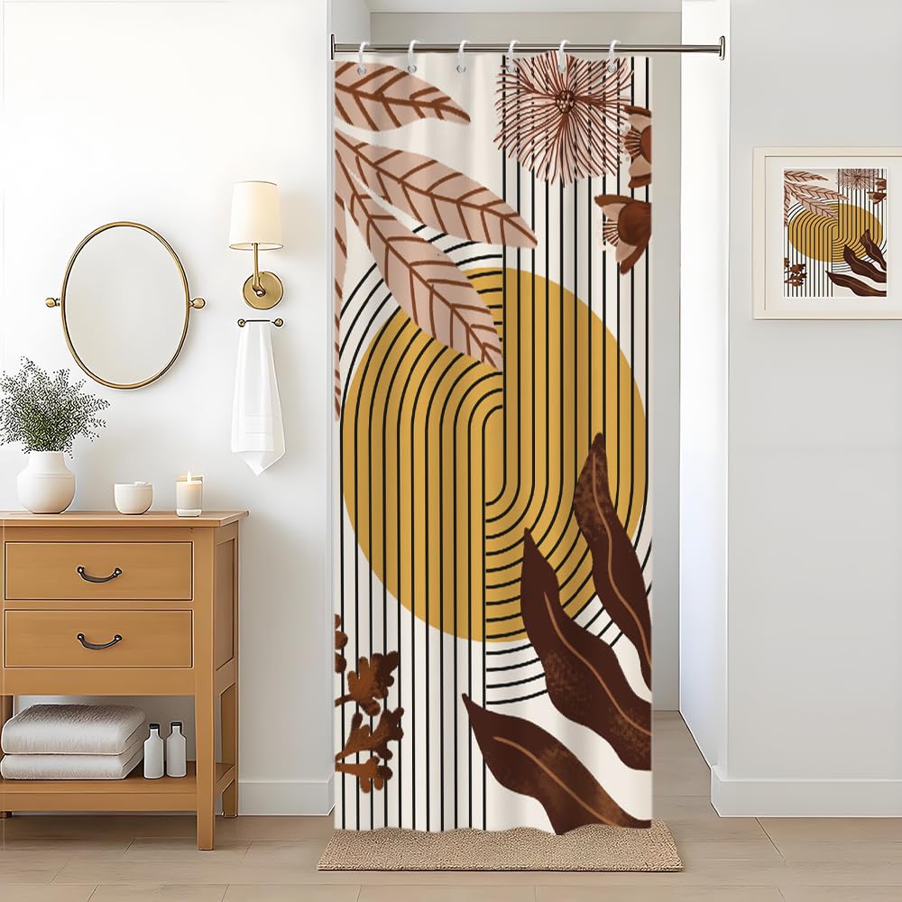 Uiiooazy Abstract Boho Floral Shower Curtain | Waterproof Polyester Fabric