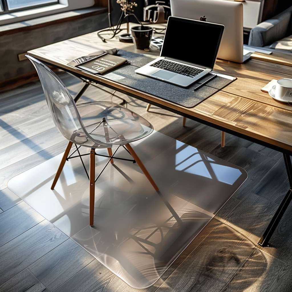 Nicoman Frosted Semi-Clear Chair Mat, Non-Slip PVC Wooden Floor Protector Mat with Round Edge - image 1