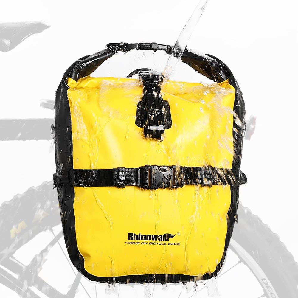 Rhinowalk Waterproof Bicycle Pannier Bag – 500D PVC Rear Seat Bag, Yellow