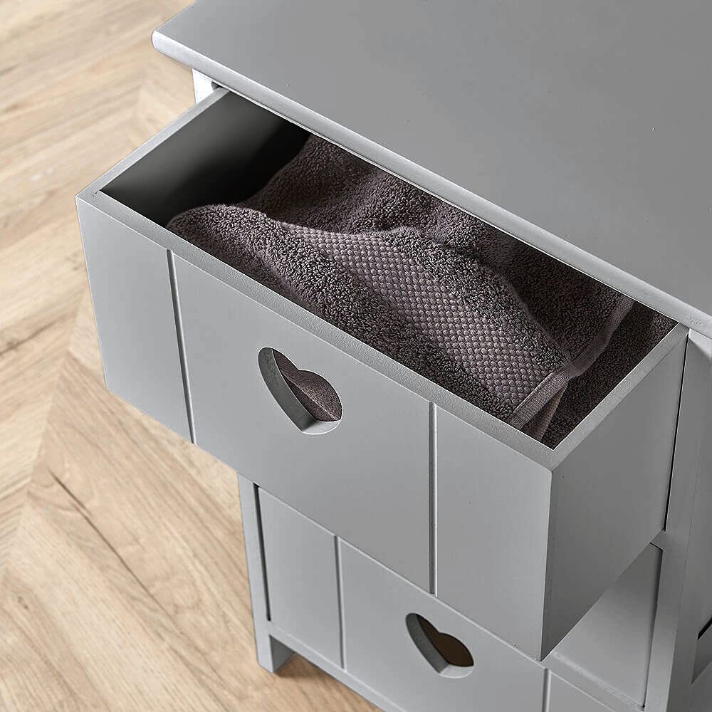 Grey 3-Drawer Wooden Chest of Drawers | Heart Design