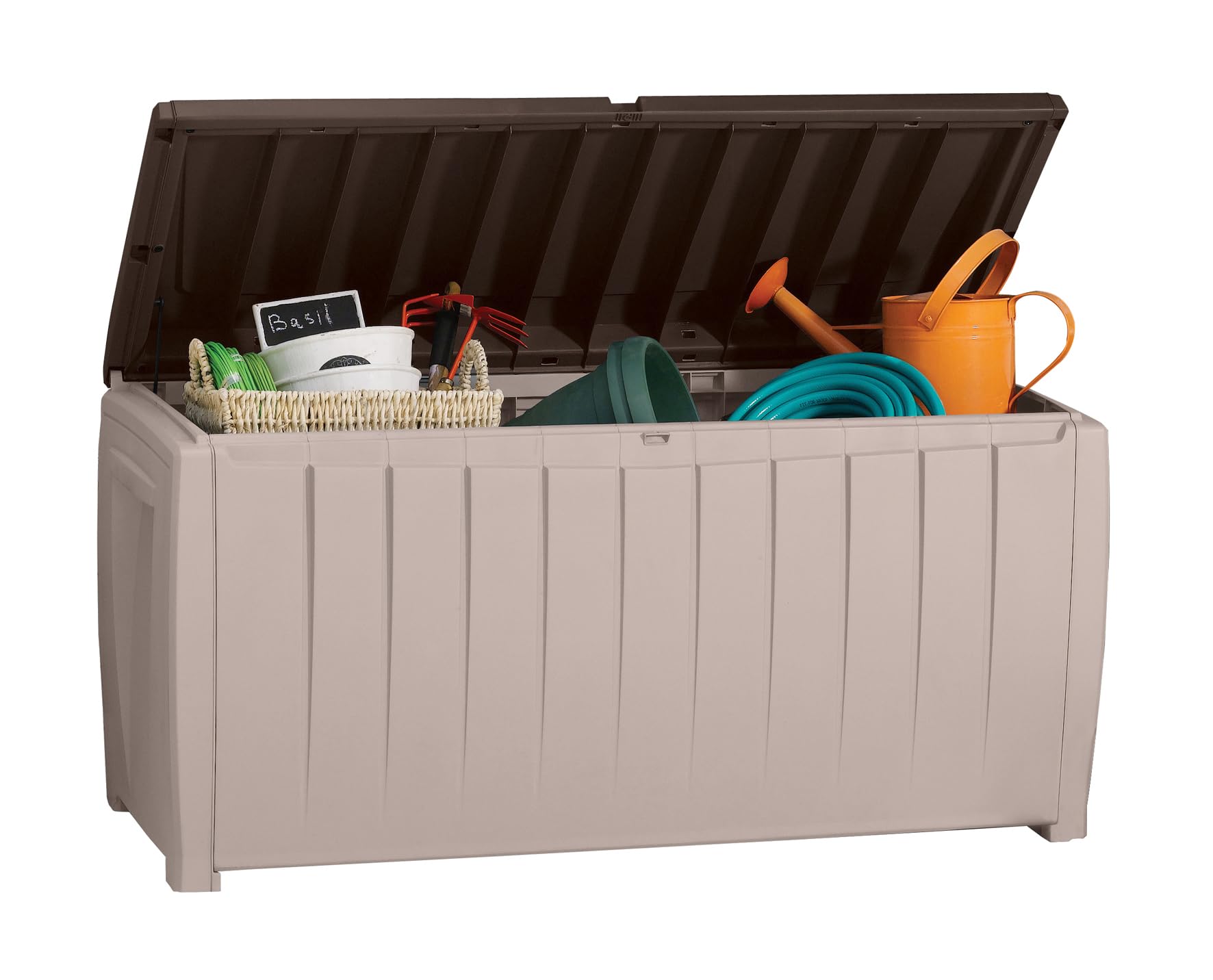 Keter Novel Outdoor Garden Storage Box - 340L Plastic Deck Chest, Beige
