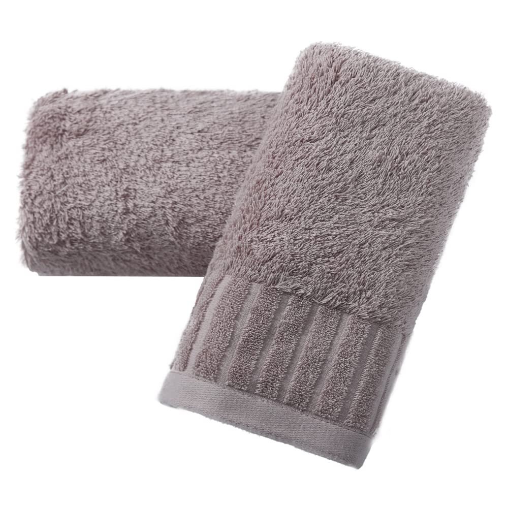 Sense Gnosis Cotton Hand Towels – Set of 2 Grey Striped Terry Towels