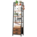 Wooruy 5 Tier Narrow Bookshelf with 2 Fabric Drawers Corner Ladder Shelf