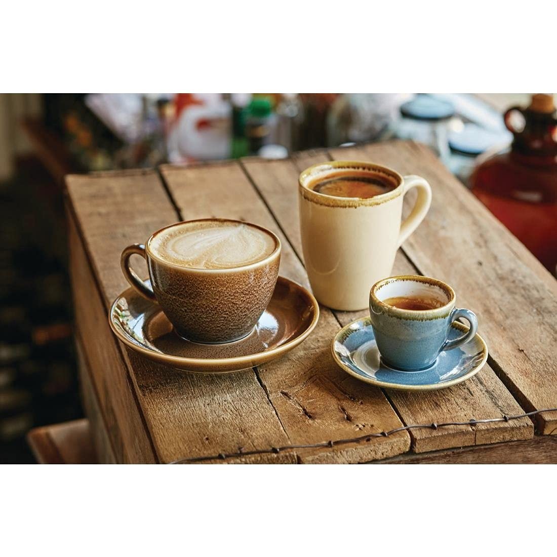 Olympia Kiln Ocean Porcelain Cappuccino Cups - 230ml Reactive Glaze - 6pk
