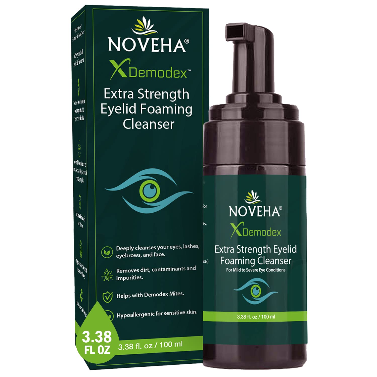 NOVEHA Demodex Extra Strength Foaming Cleanser with Tea Tree Oil - 100ml