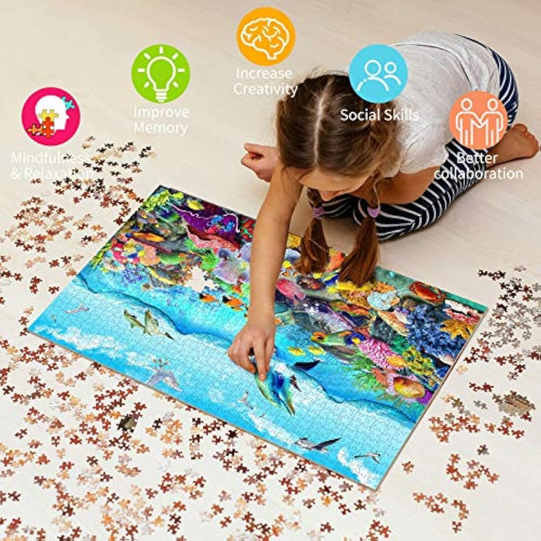 HUADADA Ocean World Jigsaw Puzzle for Adults | 1000 Piece Sea Coral