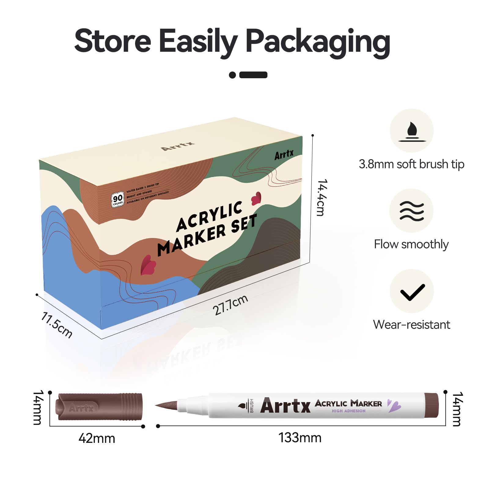 Arrtx 90 Colors Acrylic Paint Markers – Brush Tip Pens for Rock Painting