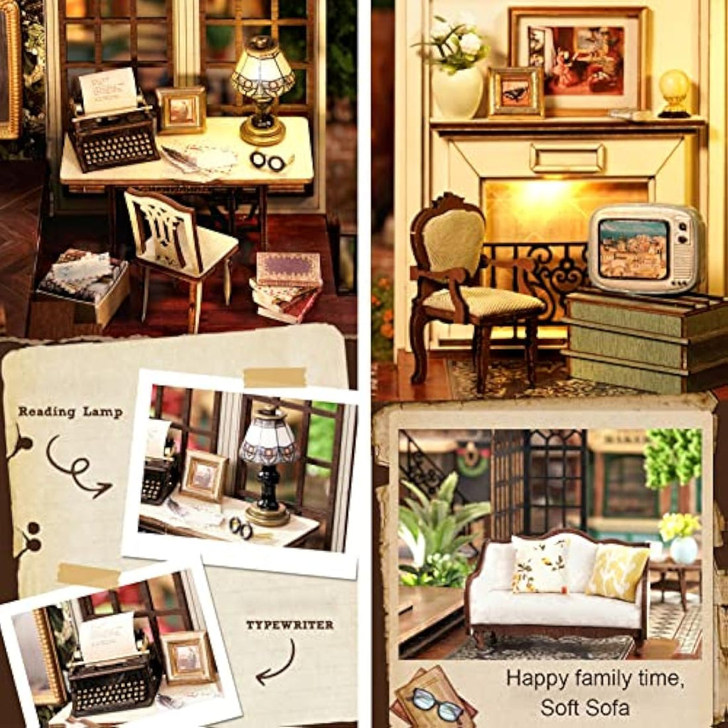 Spilay DIY Miniature Dollhouse Kit – 1:24 Scale Wooden Villa with Music Box