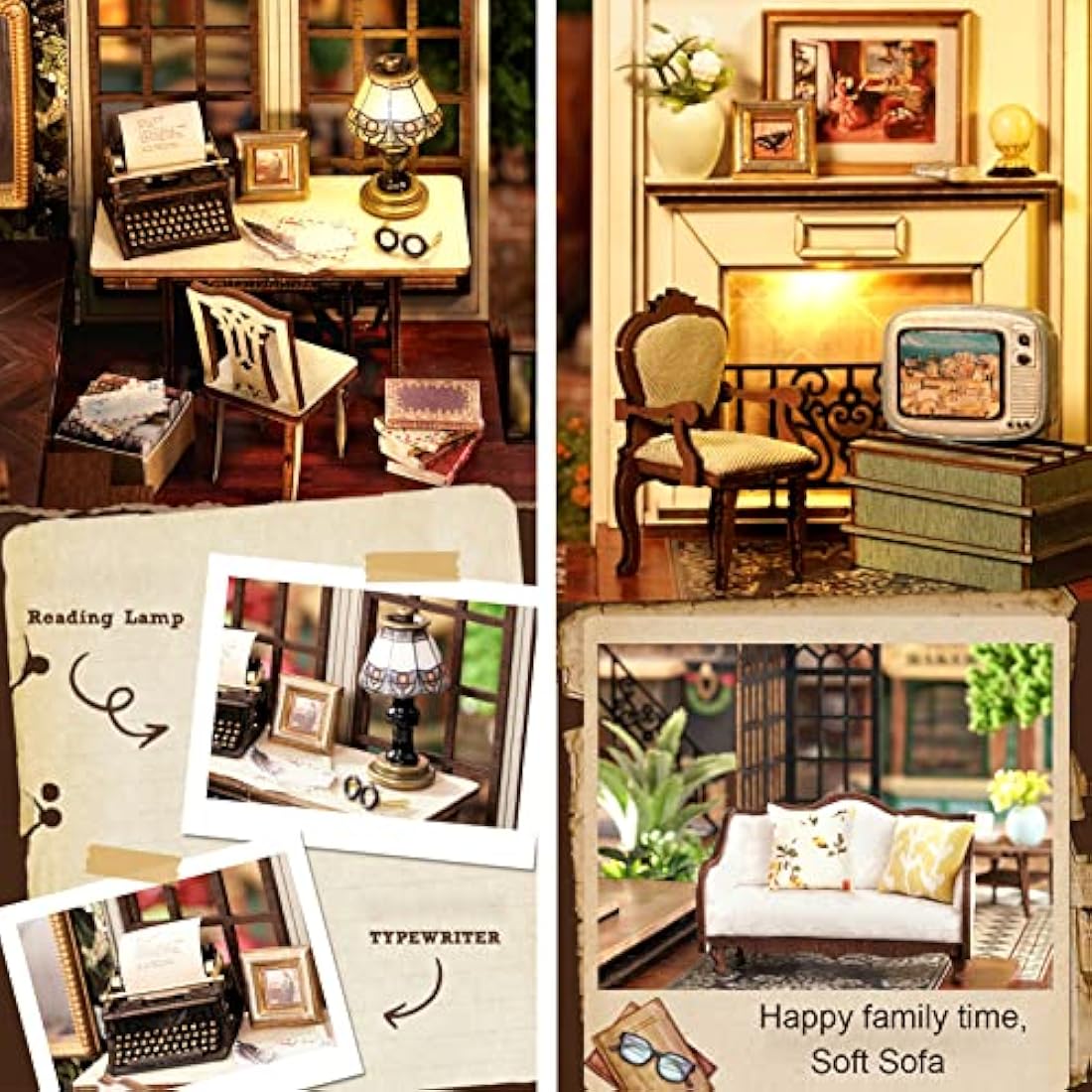 Spilay DIY Miniature Dollhouse Kit – 1:24 Scale Wooden Villa with Music Box