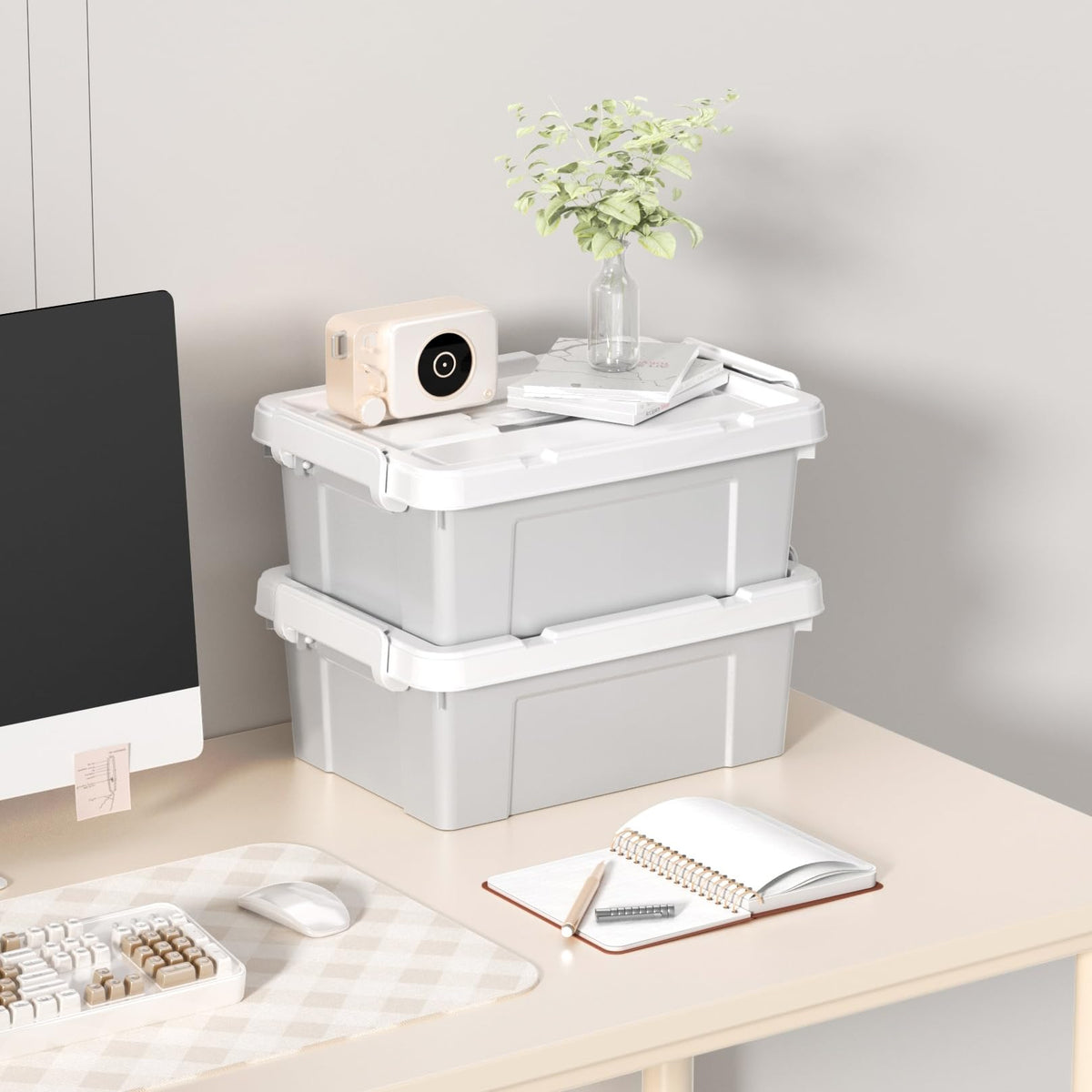 Cetomo 15L*6 Storage Boxes, Carry Plastic Storage Box with Lids, Organizing Container with Handle and Secure Latching Buckles, Stackable, Nestable - image 4