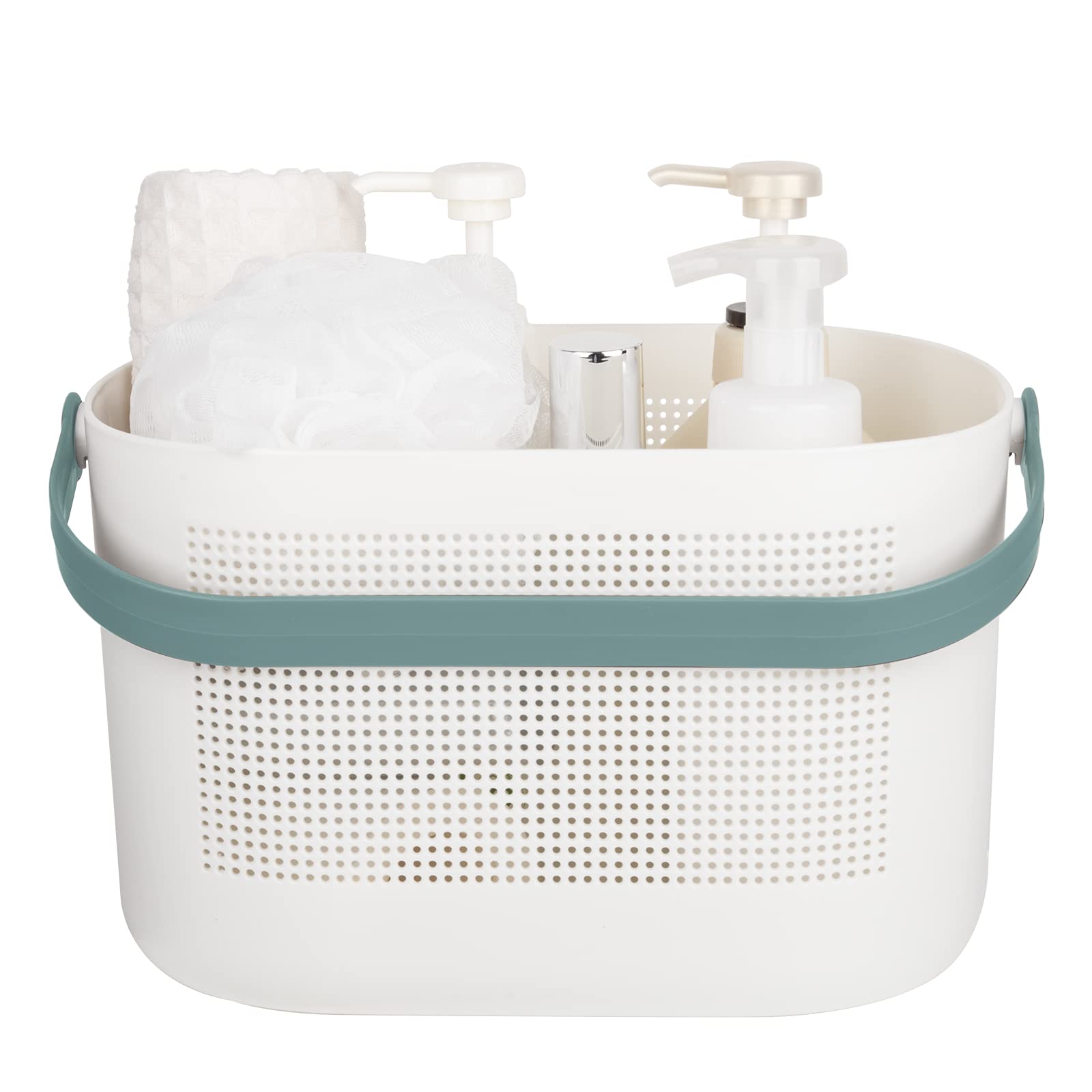 UUJOLY Plastic Shower Caddy Basket with Handles - Green Storage Bin