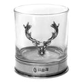 English Pewter Company Stag Head Whisky Glass with Pewter Base